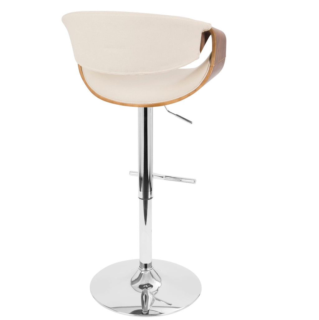 Mid Century Modern Adjustable Barstool with Swivel and T Footrest - Multiple Colors