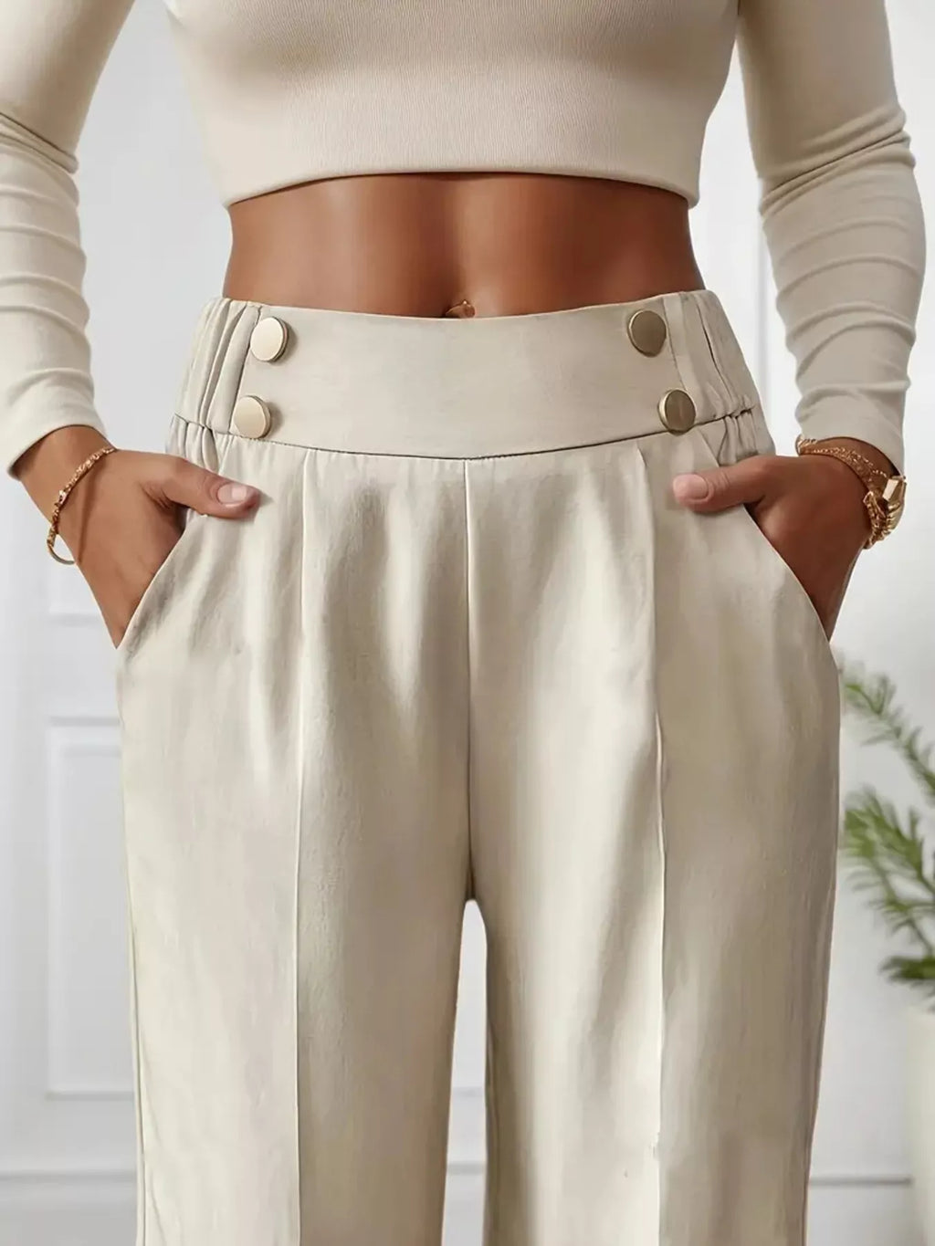 Full Size High-Waisted Wide-Leg Pants Plus Size