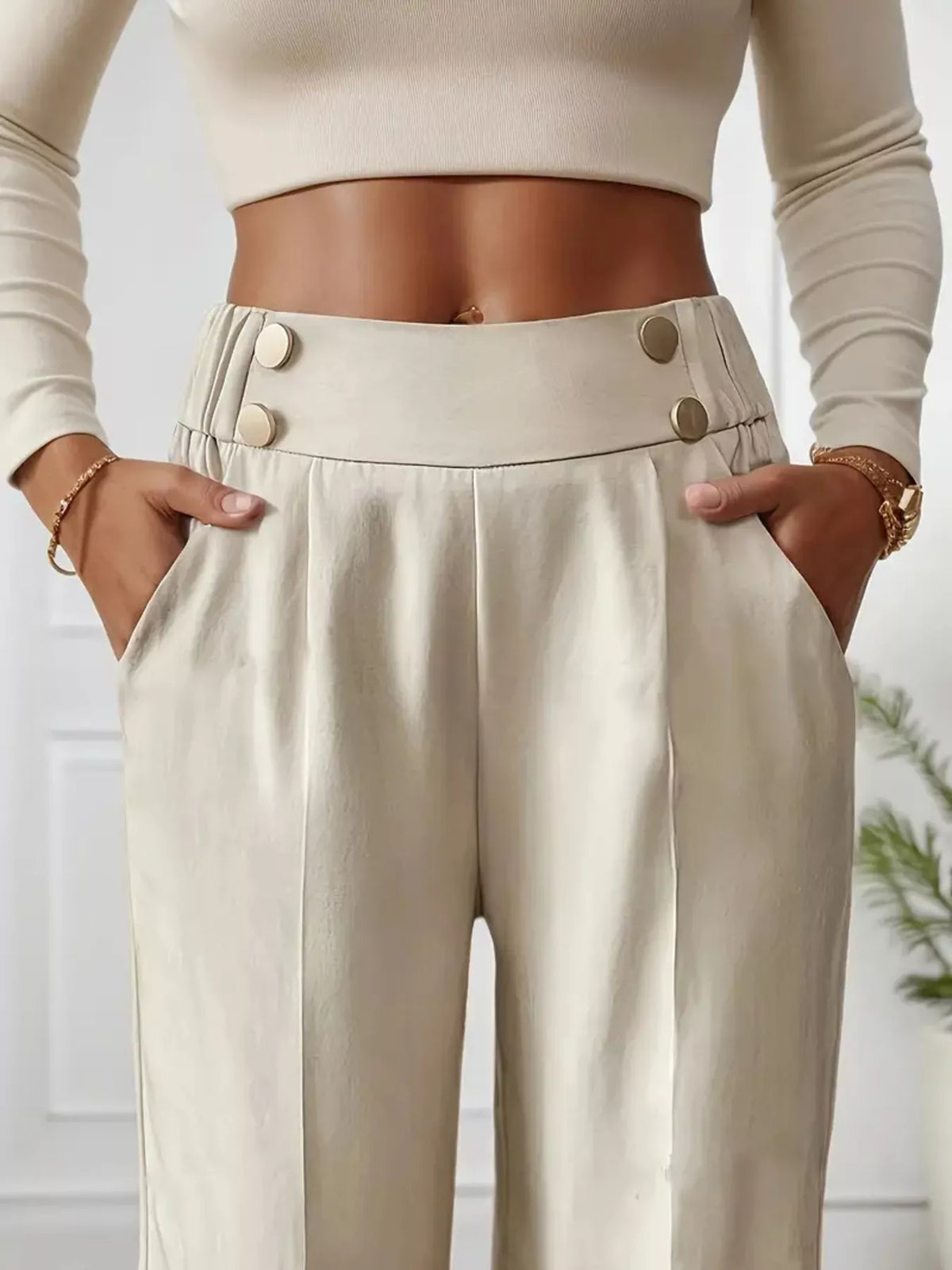 Full Size High-Waisted Wide-Leg Pants Plus Size