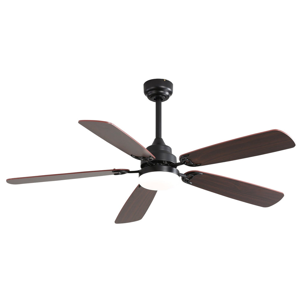 52 Inch Ceiling Fan with LED Light and Remote Control - Black