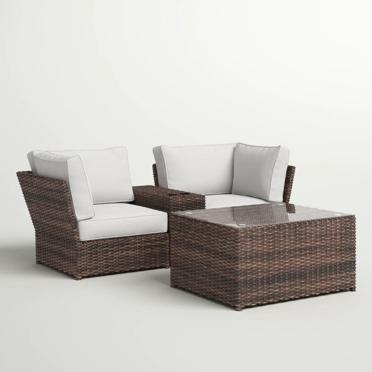Modern Patio Rattan Sectional Set with Cushions - Multiple Colors