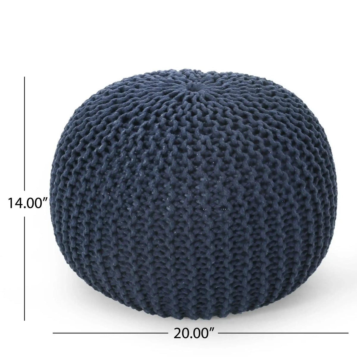 Knitted Cotton Round Pouf Ottoman with Polystyrene Fill - Blue, Dark Red, Yellow