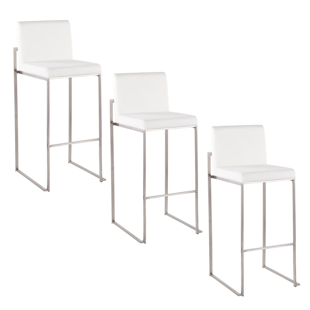 Contemporary High Back Barstool Set with Upholstered Seat – Multiple Colors
