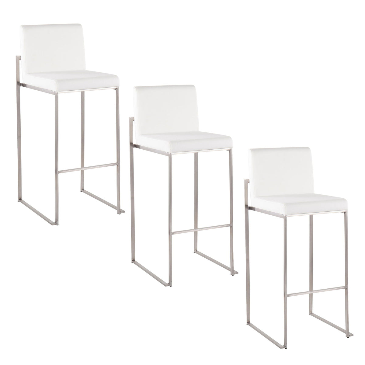 Contemporary High Back Barstool Set with Upholstered Seat – Multiple Colors