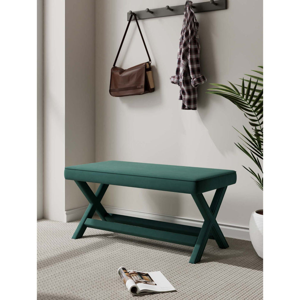 Accent Bench with Piped Cushion and Solid Wood Frame - Multiple Colors