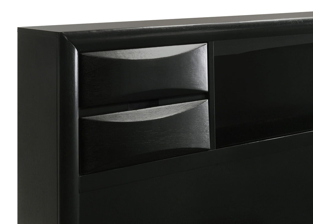 Briana Wood California King Storage Bookcase Bed Black