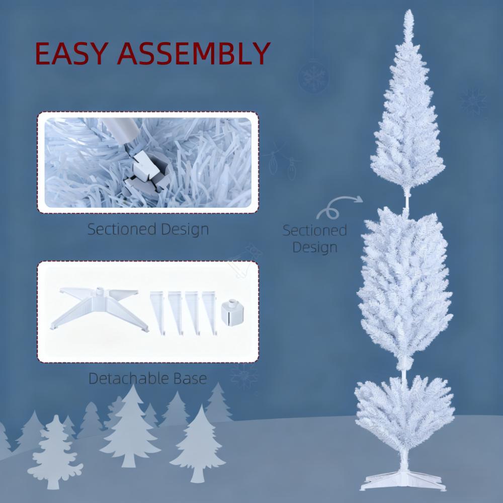 8ft Pencil Artificial Christmas Tree with Realistic Branches - White