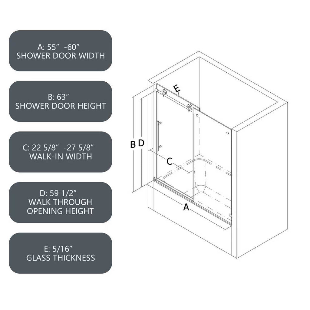 Brushed Nickel Frameless Shower Door with Soft-Close - Brushed Nickel