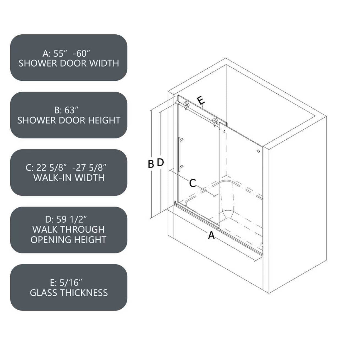 Brushed Nickel Frameless Shower Door with Soft-Close - Brushed Nickel