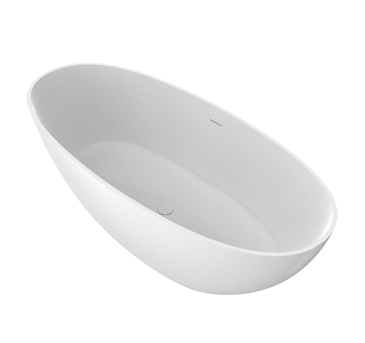 70.87 Inch Freestanding Solid Surface Soaking Bathtub with Matte Finish