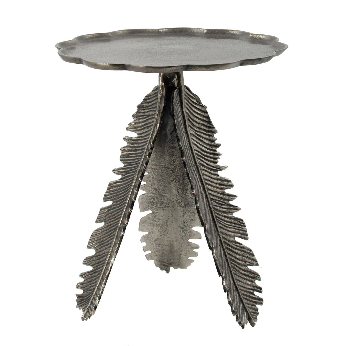 Leaf Side Table with Nature-Inspired Design - Silver