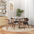 White 5 Piece Dining Table Set with Solid Wood Base - Alina