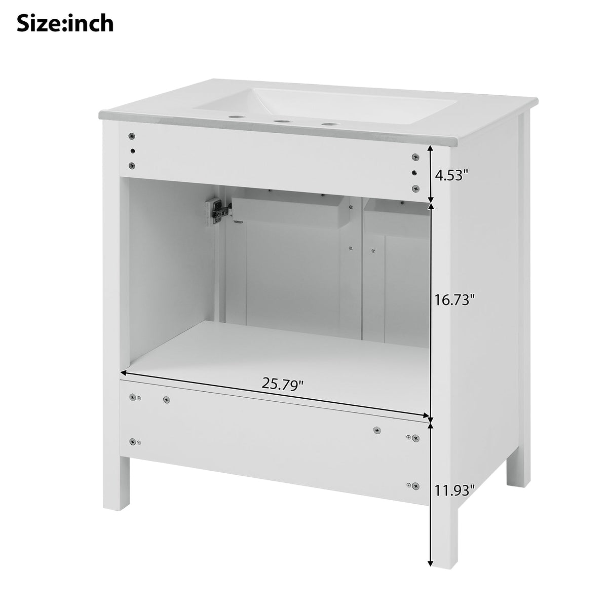 30-Inch Bathroom Vanity with Ceramic Sink and Ample Storage