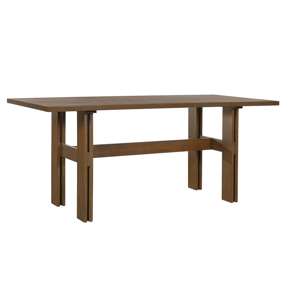Modern Wooden Dining Table with Pedestal Base - Wood Finish