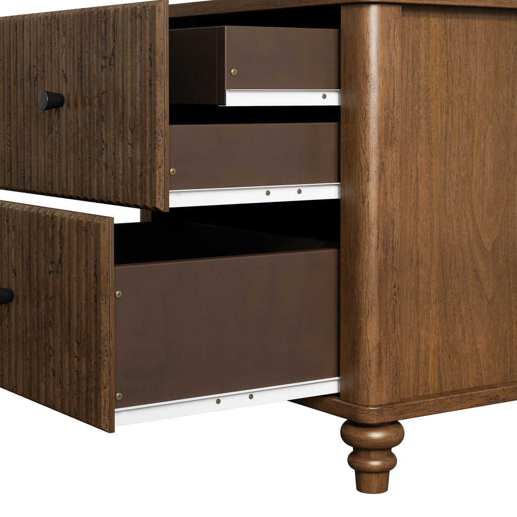 Modern Fluted Nightstand with 3 Drawers - Dark Brown or Light Brown