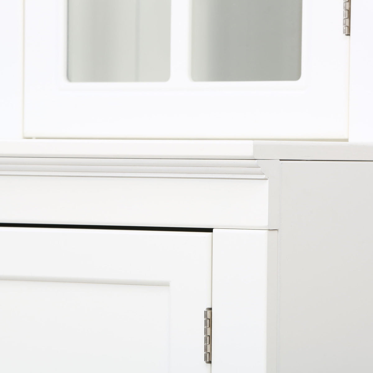 Retro Style Hutch Cabinet with Glass Door - White