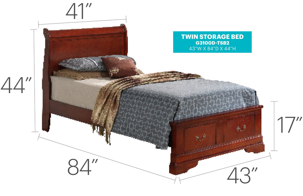 Upholstered Panel Sleigh Storage Bed with Dove Tail Drawers - Multiple Colors