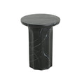 Outdoor Lightweight Concrete Side Table with Marble Effect - Black