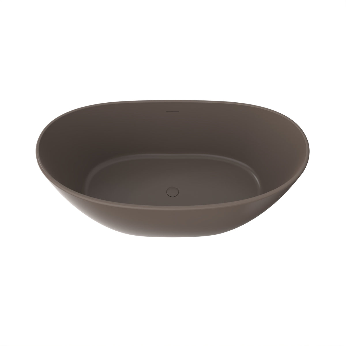 61 Inch Freestanding Solid Surface Soaking Bathtub with Matte Finish - Cream