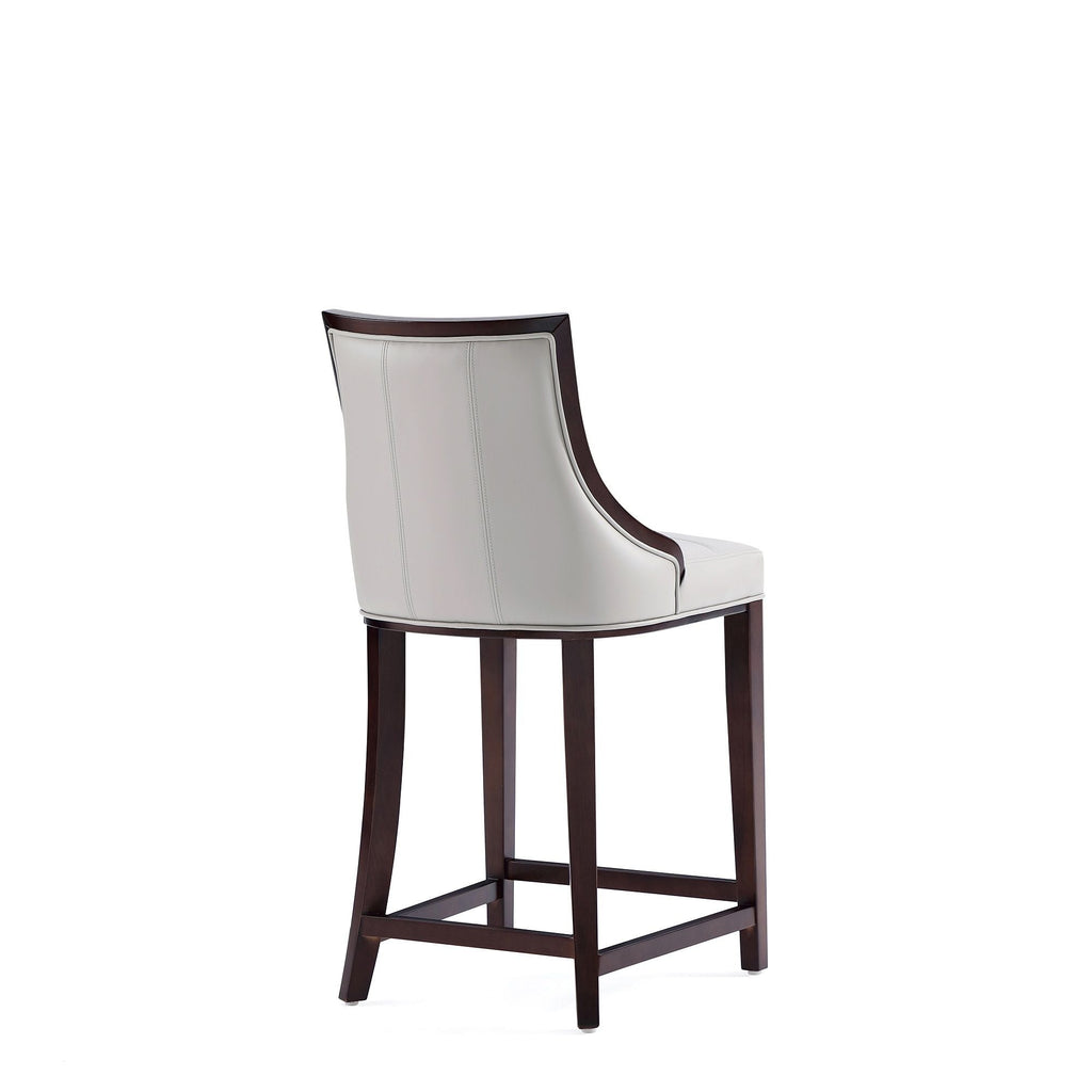 White Bar Height Stool with Solid Wood Frame - Traditional Design