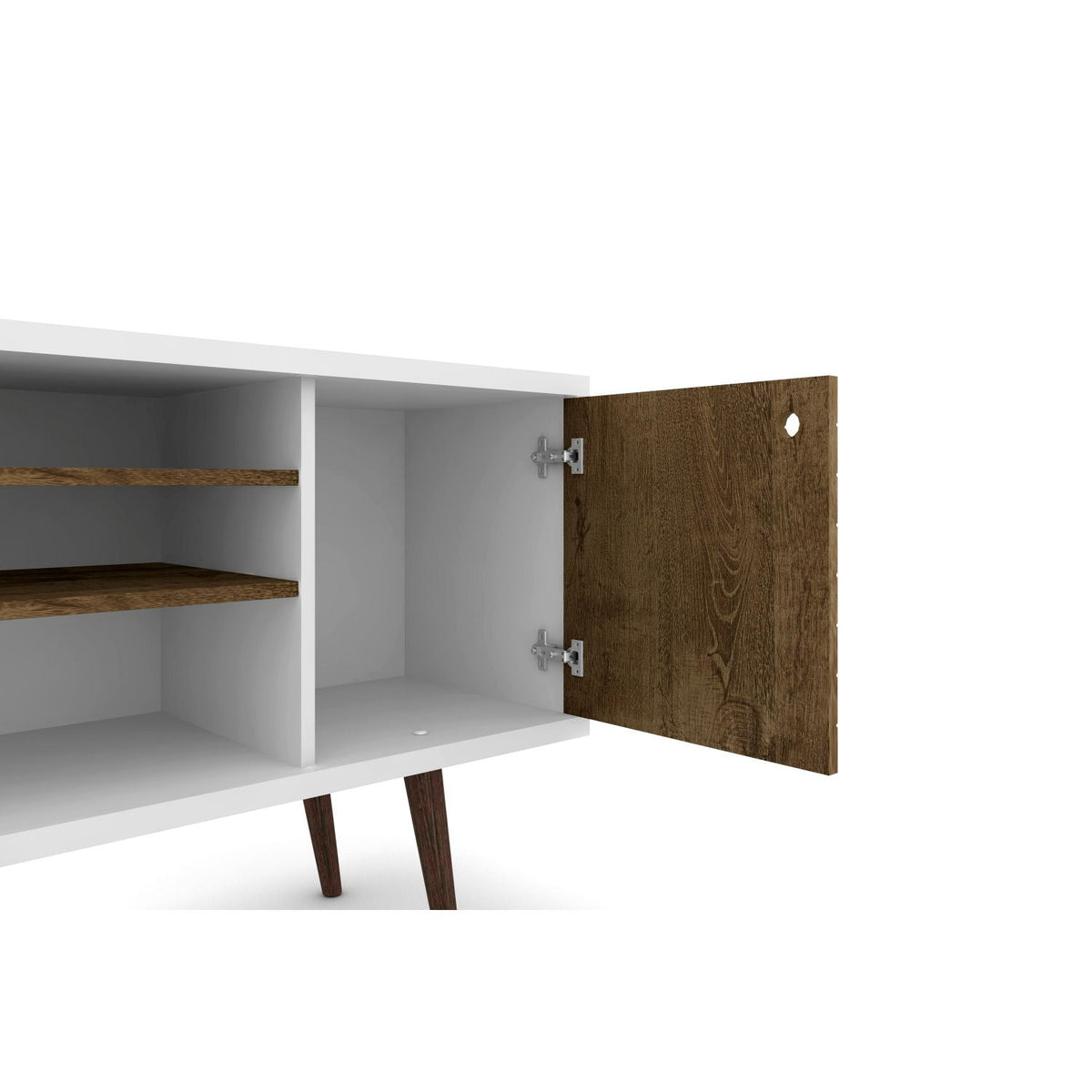 Smart Storage TV Stand with Solid Wood Legs - Multiple Colors