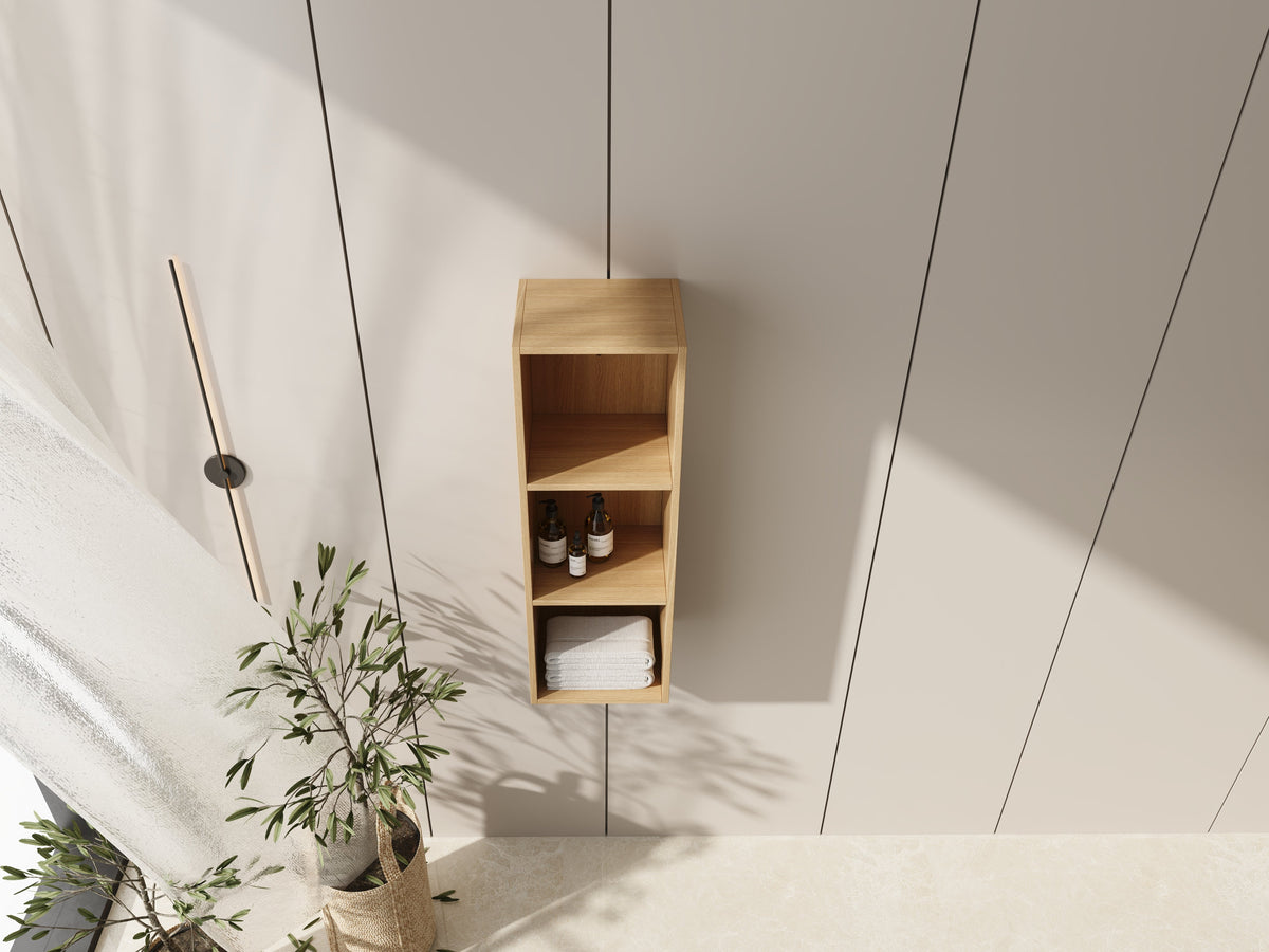 12 Inch Small Wall Mounted Storage Shelves with Plywood Construction - Oak