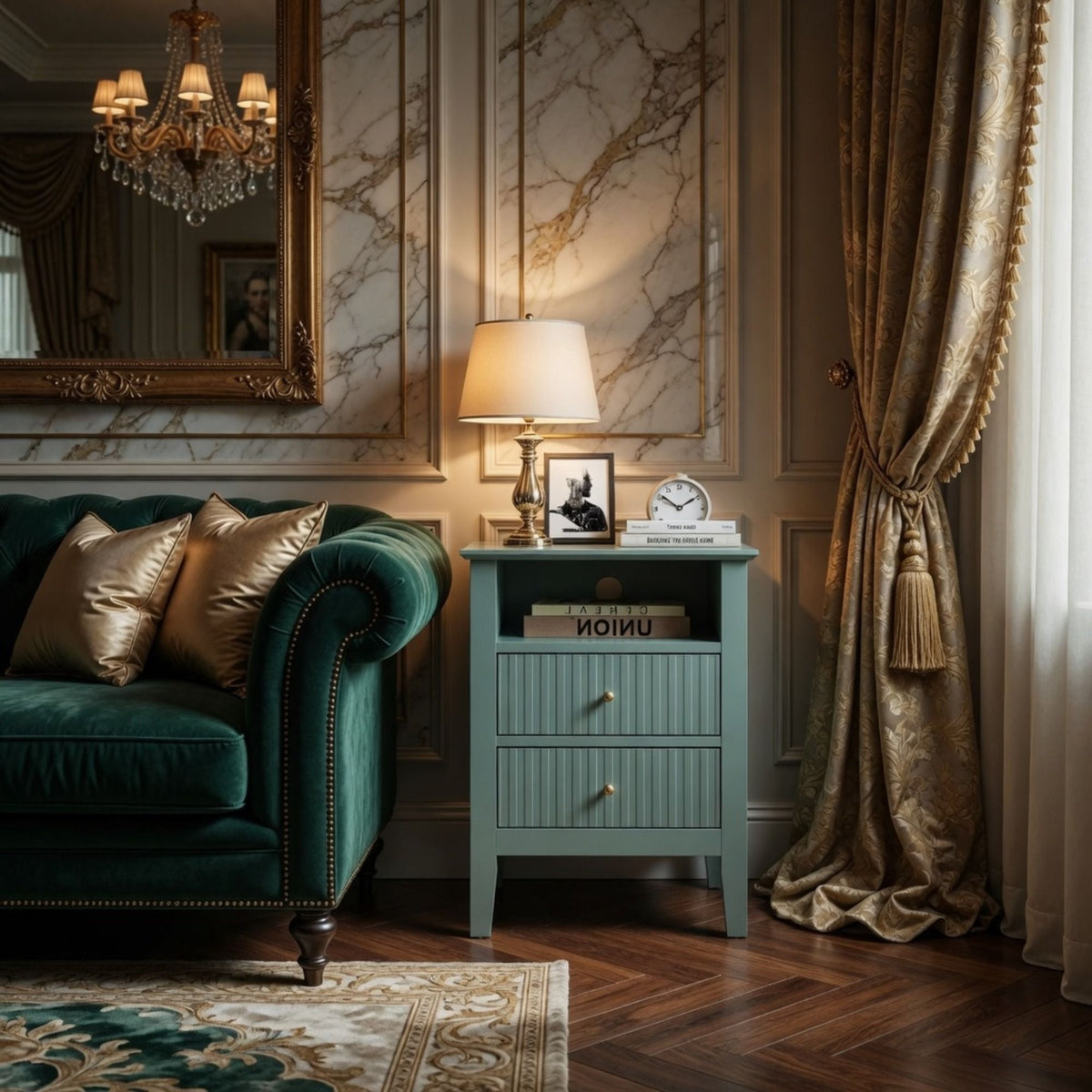Fluted Nightstand with 2 Drawers and Soft-Close Slides - Multiple Colors