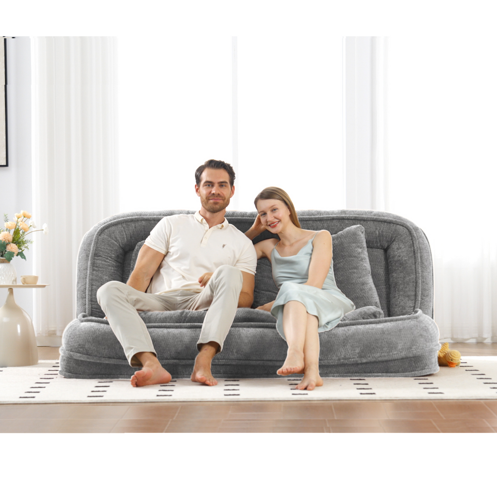 Double Human Dog Bed Loveseat - Extra Large Floor Couch with Adjustable Comfort