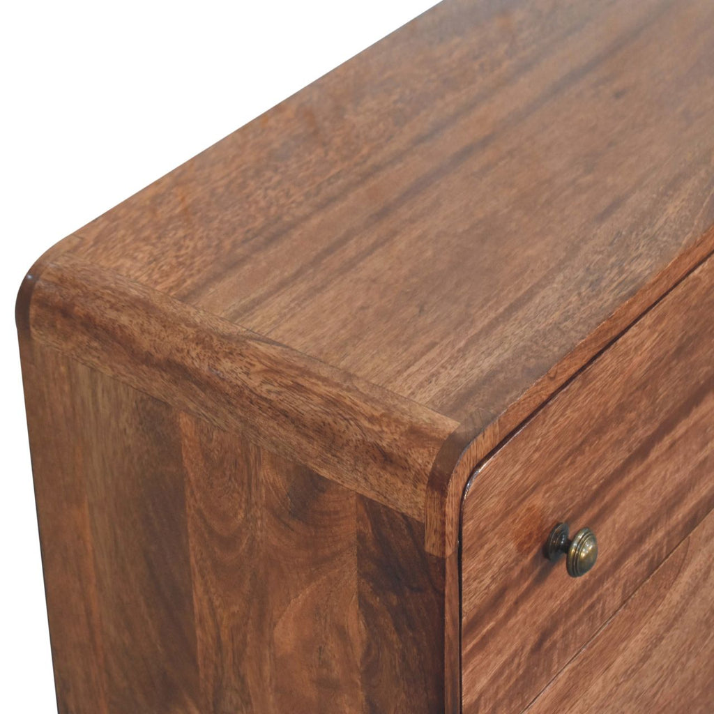 Solid Wood Curved Dresser with Modern Design - Honey Caramel