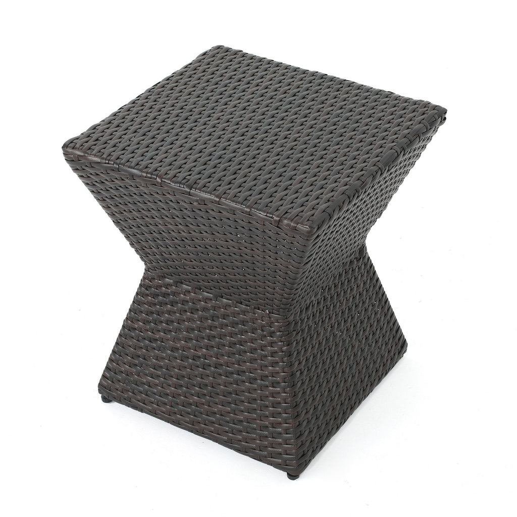 Calhoun 16 Outdoor Wicker End Table with Weather-Resistant Wicker - Brown