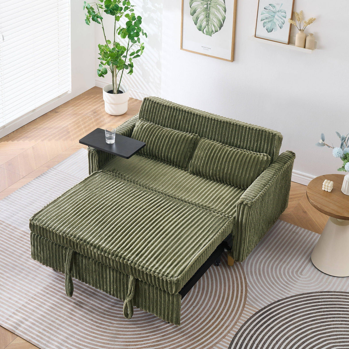 Pull Out Sofa With Movable Tabletop and USB Ports - Multiple Colors