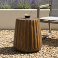 Tree Stump Style Side Table with Weather-Resistant Construction - Natural Wood Look