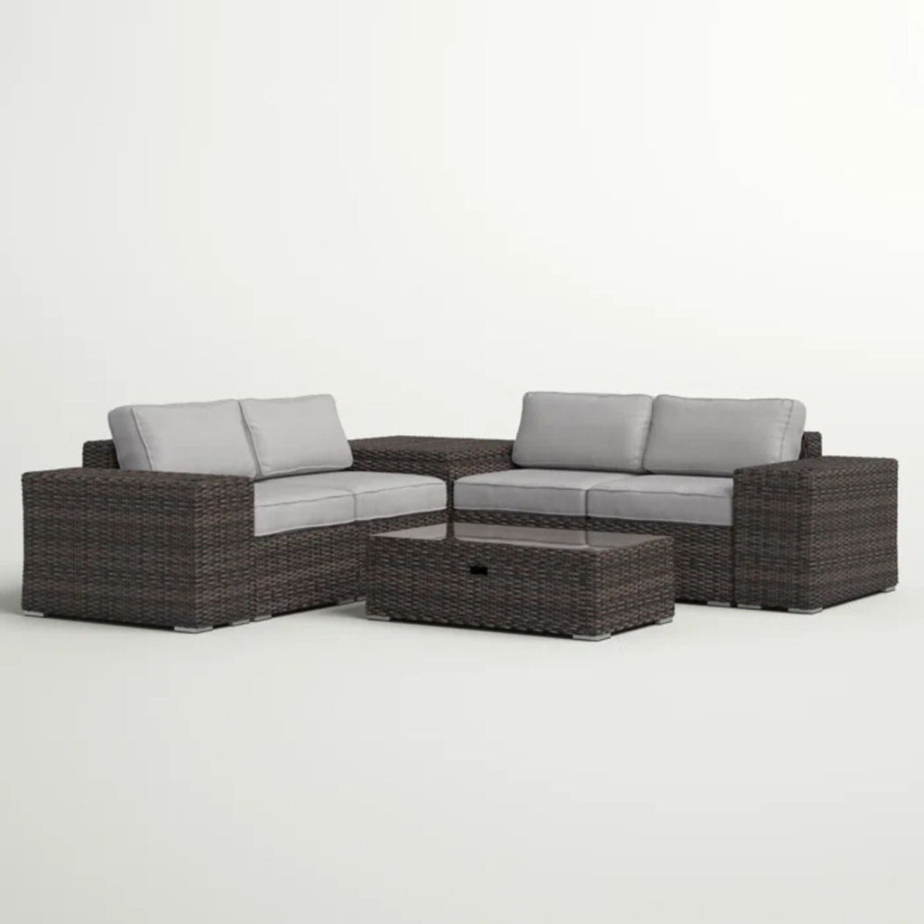 Modern Patio Rattan Sectional Set with Cushions - Multiple Set Options