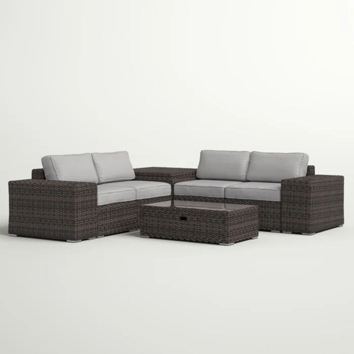 Modern Patio Rattan Sectional Set with Cushions - Multiple Set Options