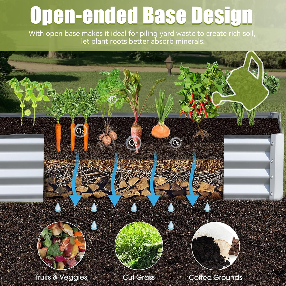 Galvanized Raised Garden Bed with Durable Steel Construction - Silver