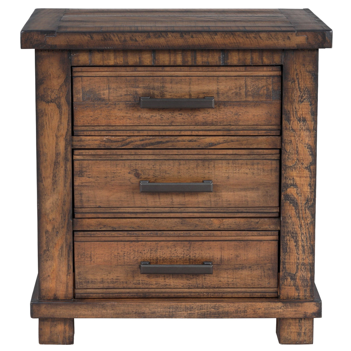Dark Brown 3 Drawer Nightstand with Antique-Inspired Details - Dark Brown