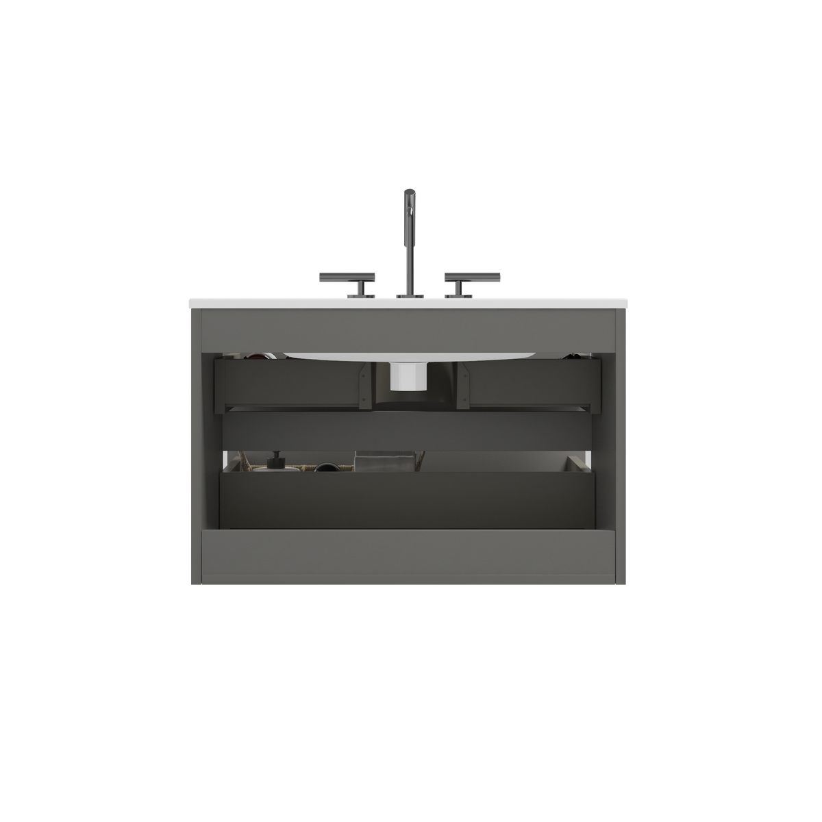TIA 30" Wall Mount Bathroom Vanity with Soft-Closing Drawers - Space Grey