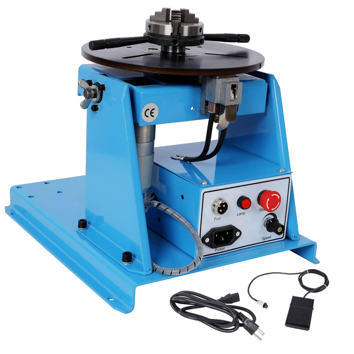 Portable Rotary Welding Positioner with 3 Jaw Lathe Chuck - Blue