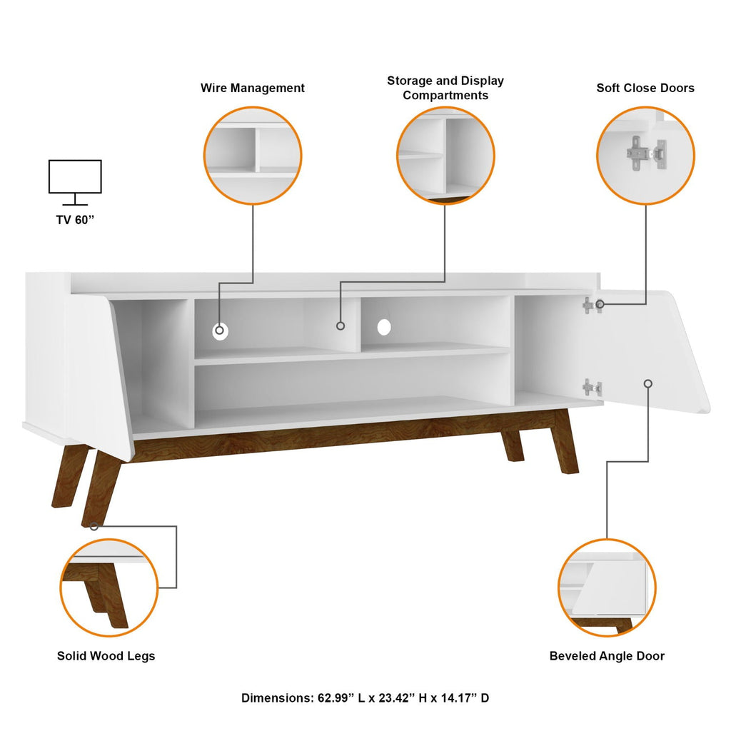 TV Stand with 5 Shelves and Soft Close Doors - Multiple Colors