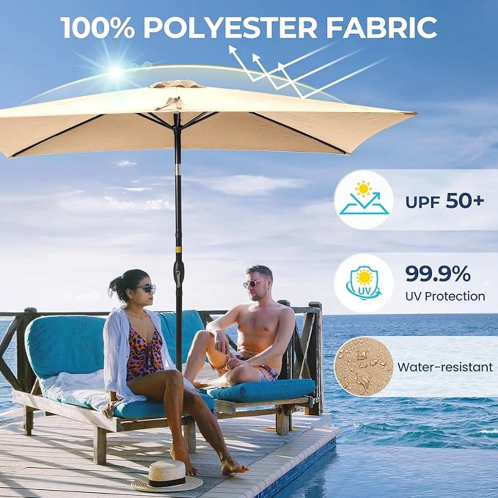 Rectangular Patio Umbrella with Crank Tilt - UV-Resistant Canopy