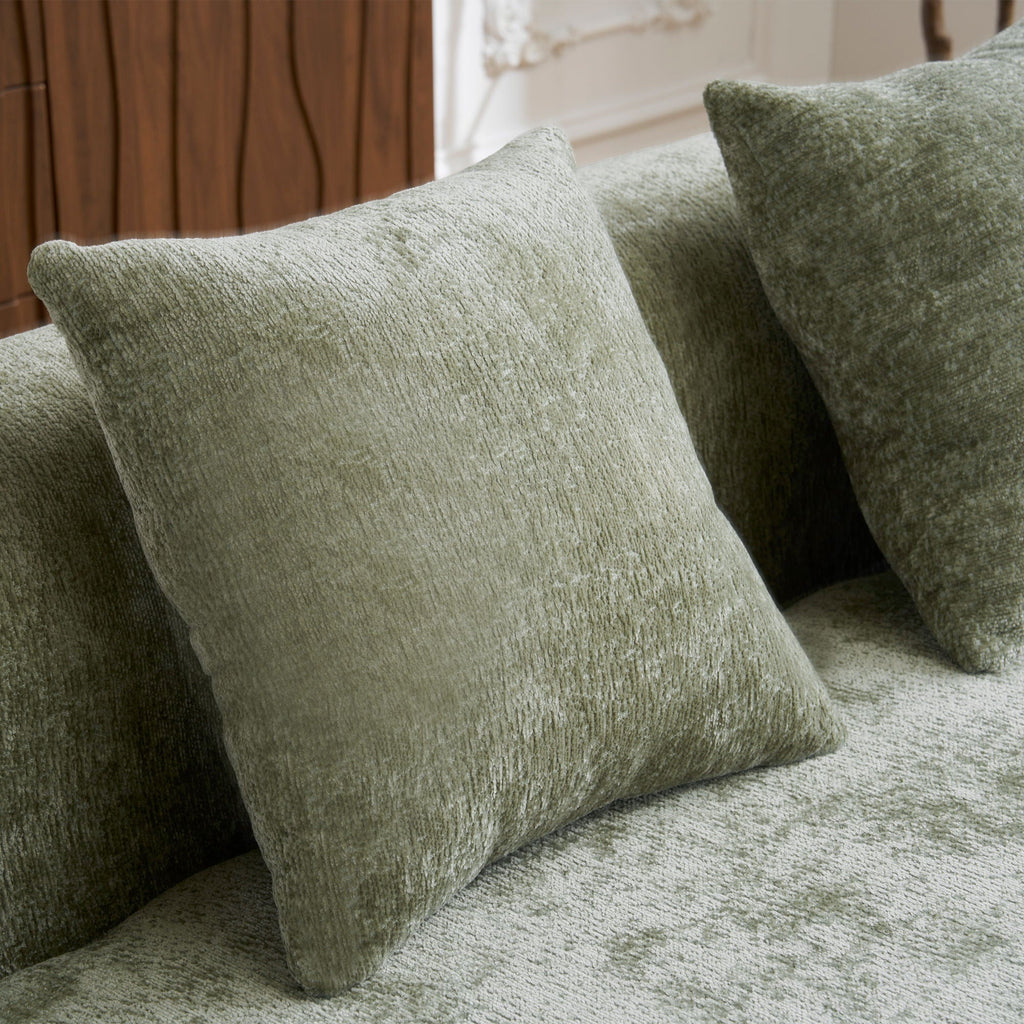 Modular L-Shape Sectional Sofa with Curved Chaise - Green, Beige, Gray