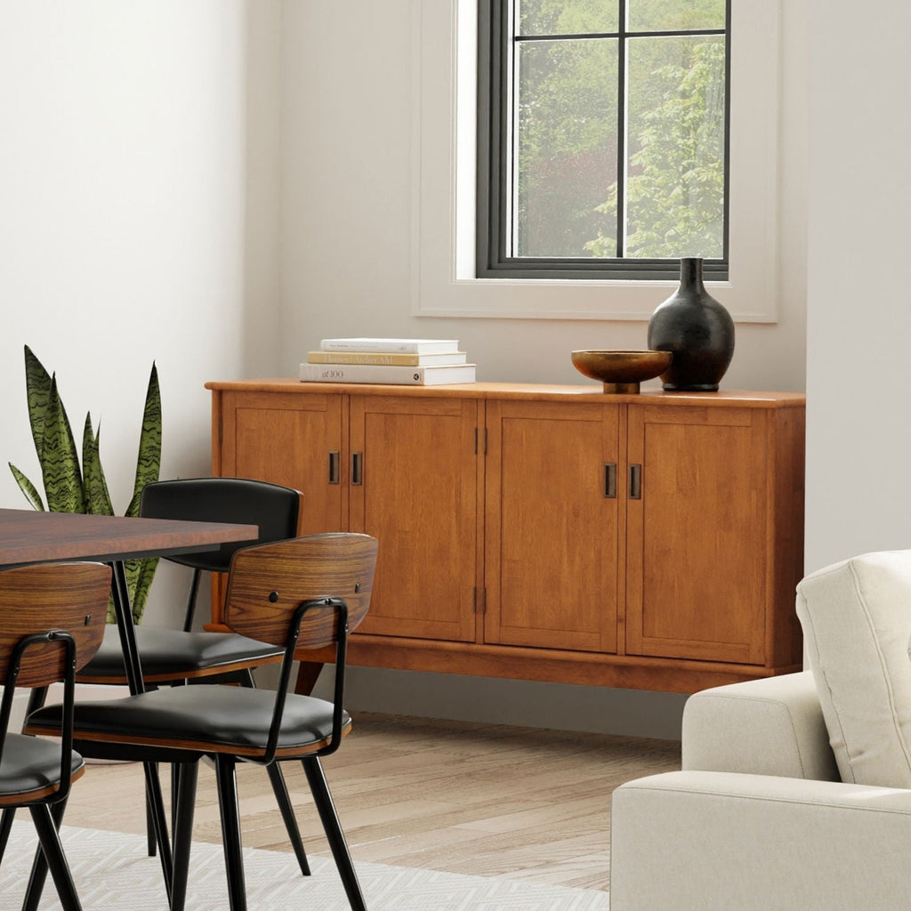 Brown 4 Door Sideboard Buffet with Ample Storage - 66 in Wide