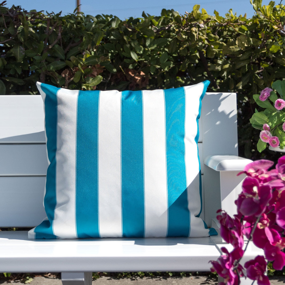 Horizon Stripe Pillow Set of 2 with Weather Resistant Polyester - Multi-Stripe