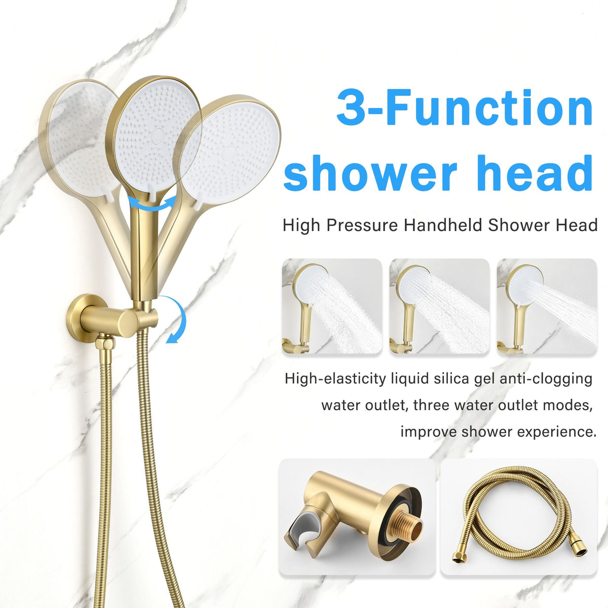 10" Shower System Set with Control Valve – Solid Brass – Gold or Black
