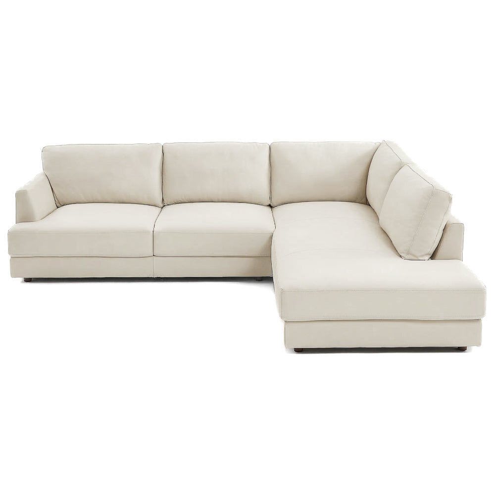 Glander Sectional Sofa with Solid Wood Frame - Cream