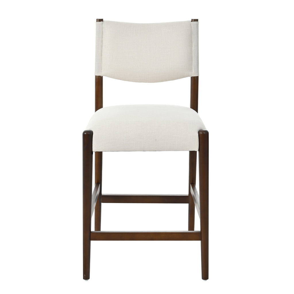 Solid Wood Counter Height Barstools with Fabric Seat - Walnut