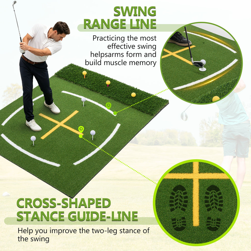 5'x4' Golf Hitting Mat with Cross Stance Guide - Green