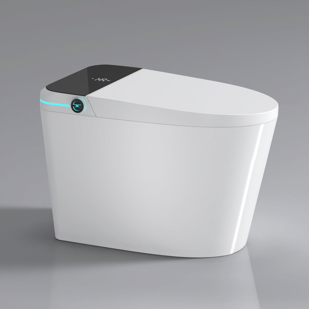 Modern Smart Toilet with Bidet Seat and Auto Functions - White