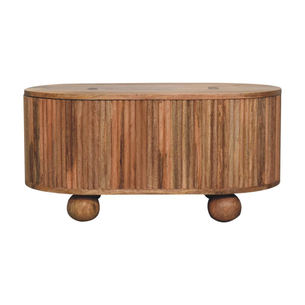 Solid Wood Soba Ball Lid-Up Coffee Table with Discreet Storage - Natural Oak-ish
