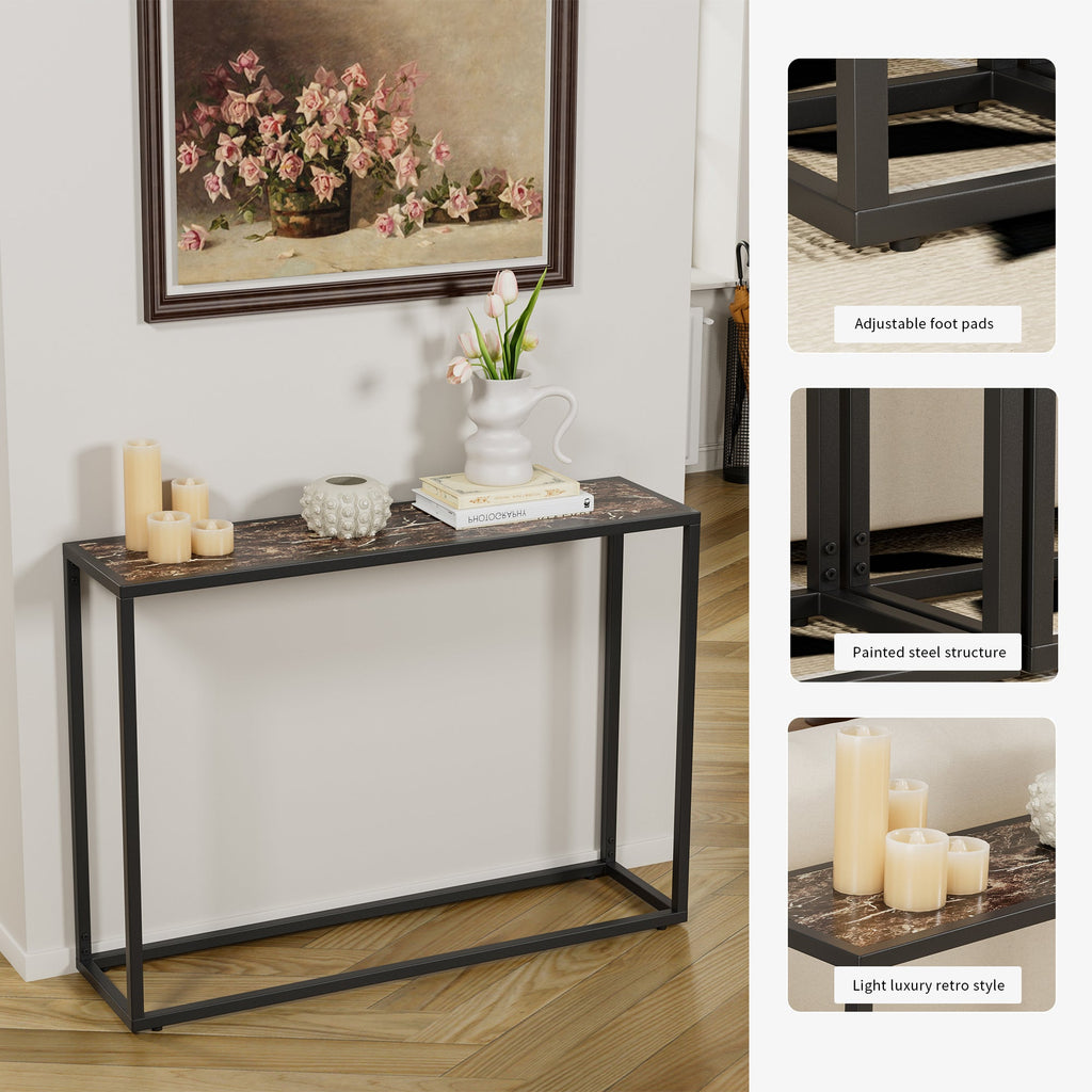 Narrow Console Table with Slim Profile - Solid Wood